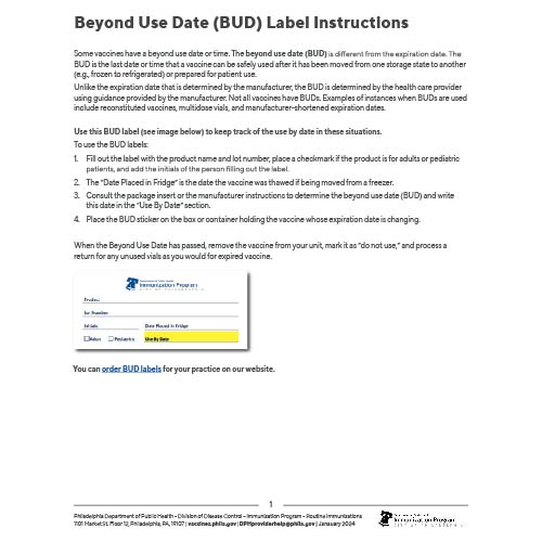 Beyond use date label instructions