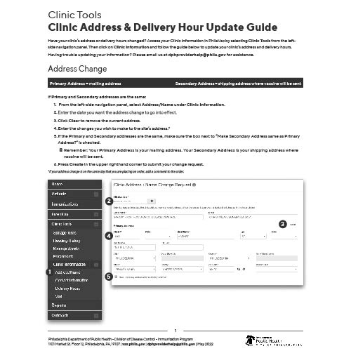 Clinic Address Delivery Hours Update Guide