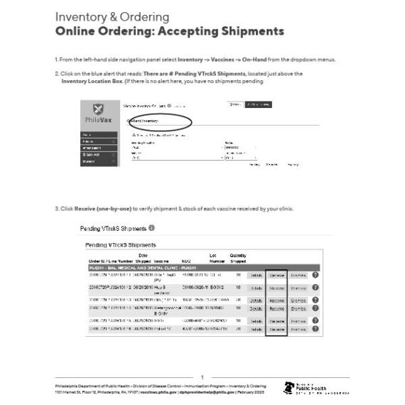 Accepting shipments guide