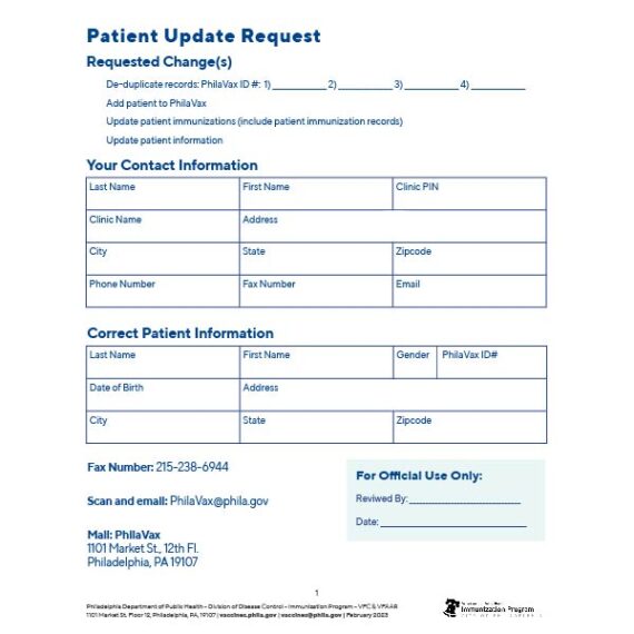 Patient update request form