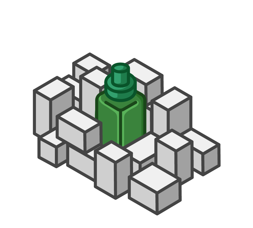 Pile of vaccine boxes with green temperature probe in the middle.
