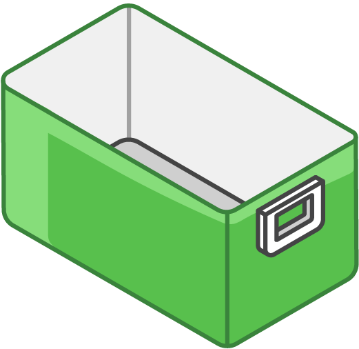 Body of a green hard-sided cooler with a handle.