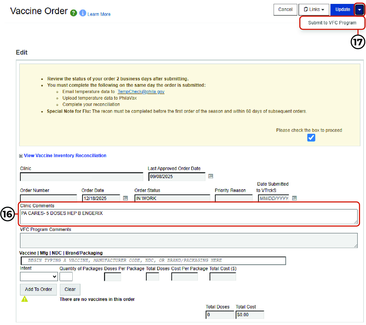 PhilaVax confirm shipping information page, highlights 
